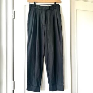 COS Pleated Trousers High Waist Cuffed Hem Relaxed Fit Black Size 2‎